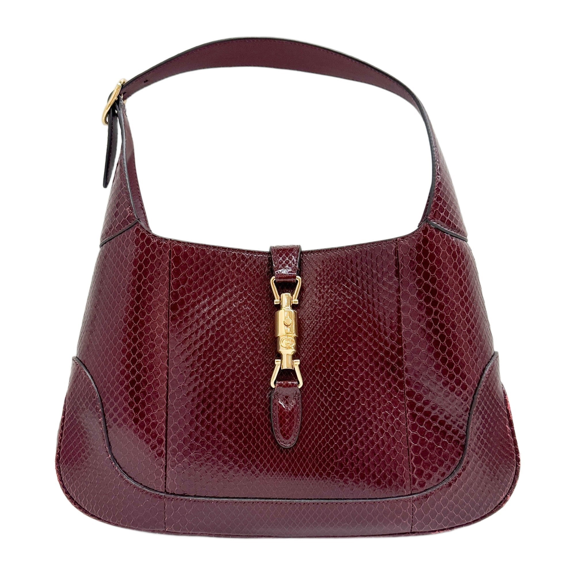 Jackie Burgundy Python Shoulder Bag