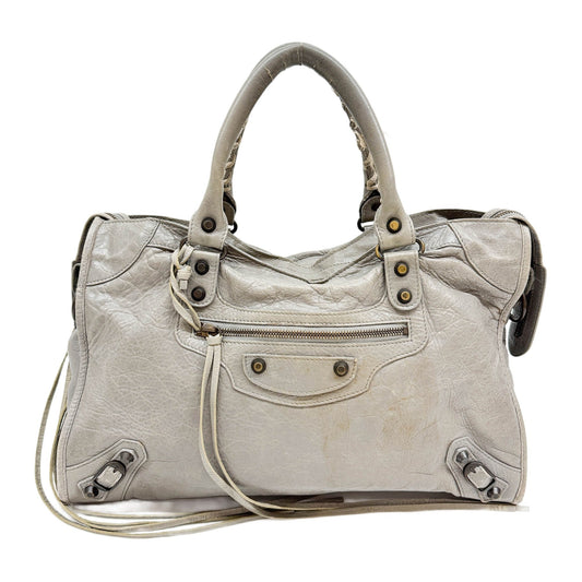 The City Light Gray Leather Two Way Bag