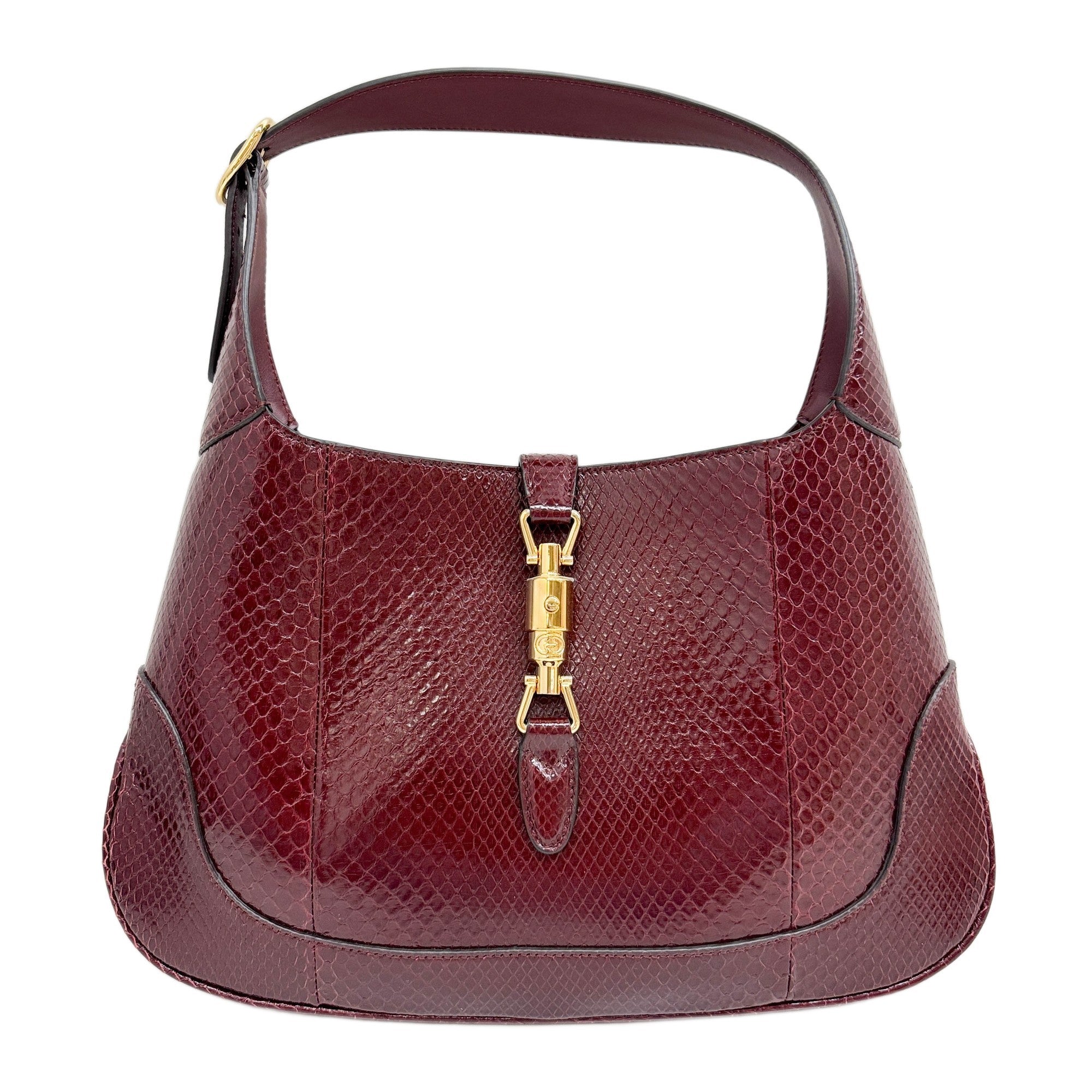 Jackie 1961 Bordeaux Red Python Embossed Leather Shoulder Bag