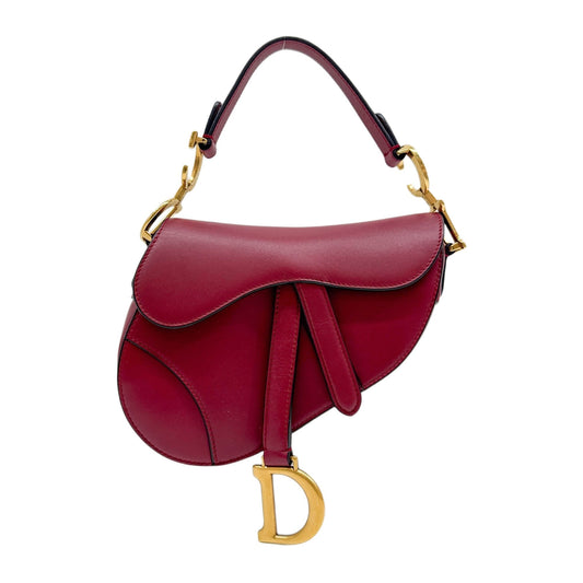 Mini Saddle Red Leather Shoulder Bag