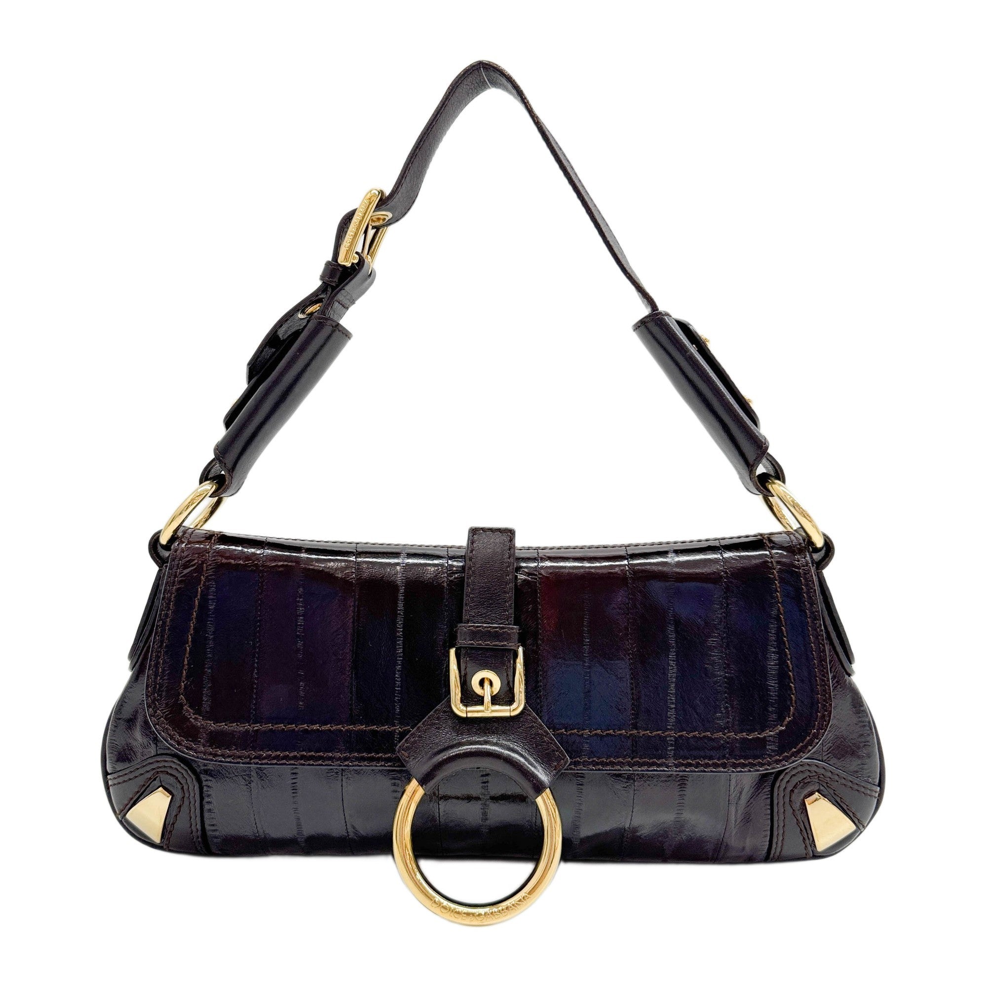 O-Ring Baguette Espresso Brown Leather Shoulder Bag