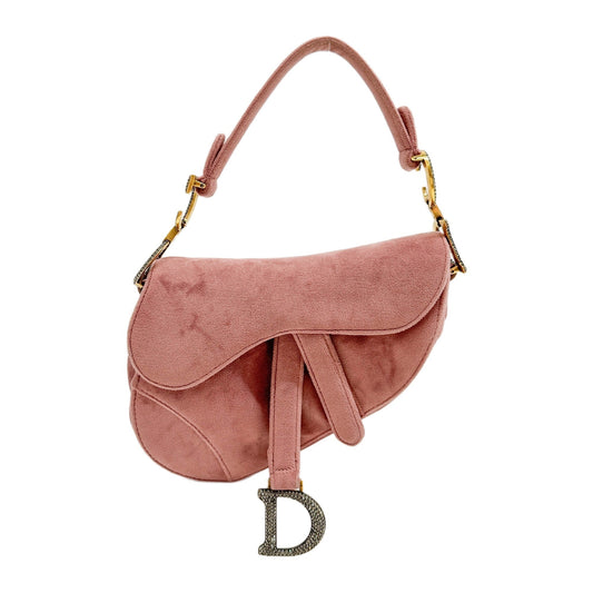 Mini Saddle Dusty Pink Velvet Shoulder Bag
