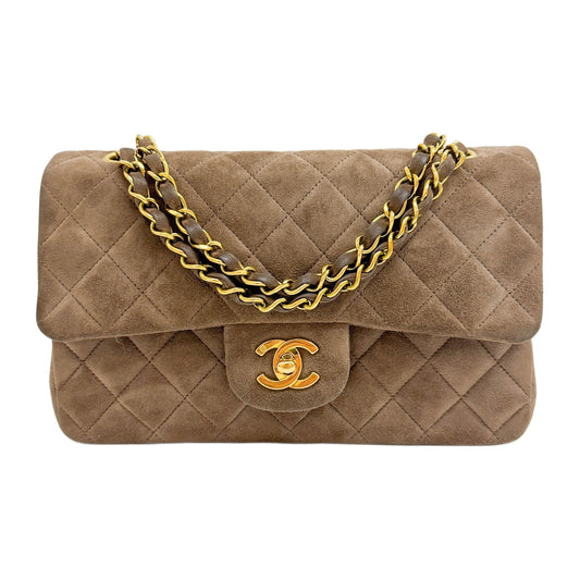 Classic Double Flap 1994-1996 Metalasse Brown Suede Shoulder Bag