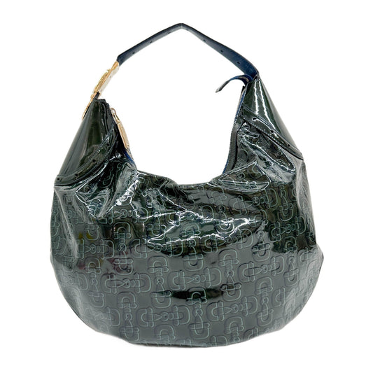Horsebit Dark Green Patent Leather Shoulder Bag