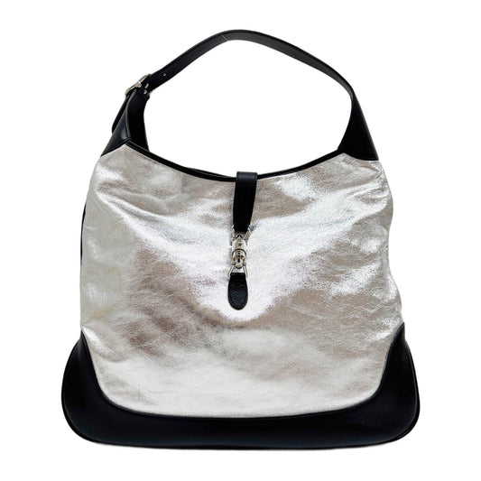 Jackie 1961 Metallic Silver & Black Leather Shoulder Bag