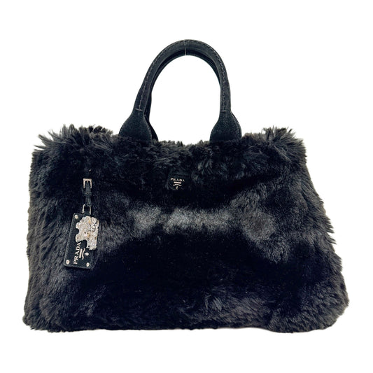 Canapa Black Eco Fur Hand Bag