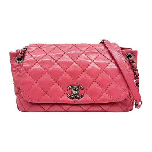 Classic Flap 2012-2013 Wild Stitch Matelasse Pink Leather Shoulder Bag