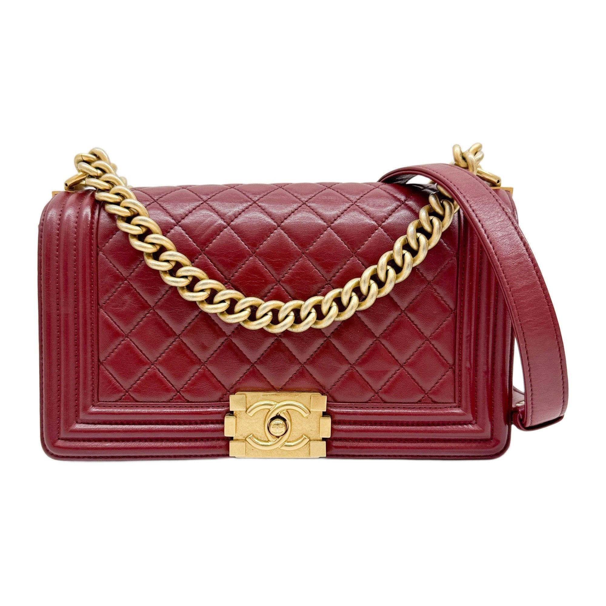 Boy 20117 Matelasse Red Leather Shoulder Bag