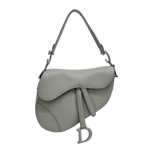 Saddle Slate Gray Leather Shoulder Bag