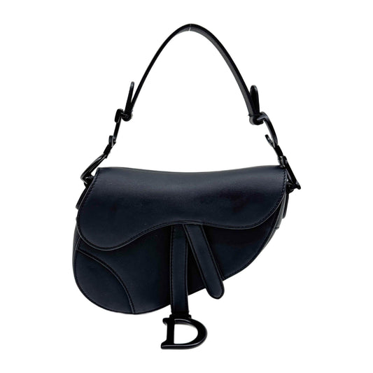 Mini Saddle Black Leather Hand Bag