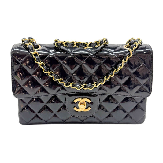 Small Classic Double Flap 1994-1996 Metelasse Black Patent Leather Shoulder Bag