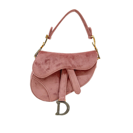 Mini Saddle Dusty Pink Velvet Shoulder Bag