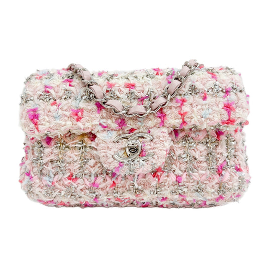 Small Classic Flap 2018 Multicolor Pink Tweed Shoulder Bag