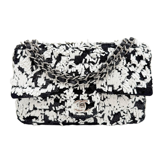 Classic Flap 2014 Black & White Sequin Shoulder Bag