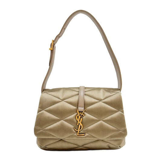 Le 57 Matelasse Metallic Brown Satin Shoulder Bag