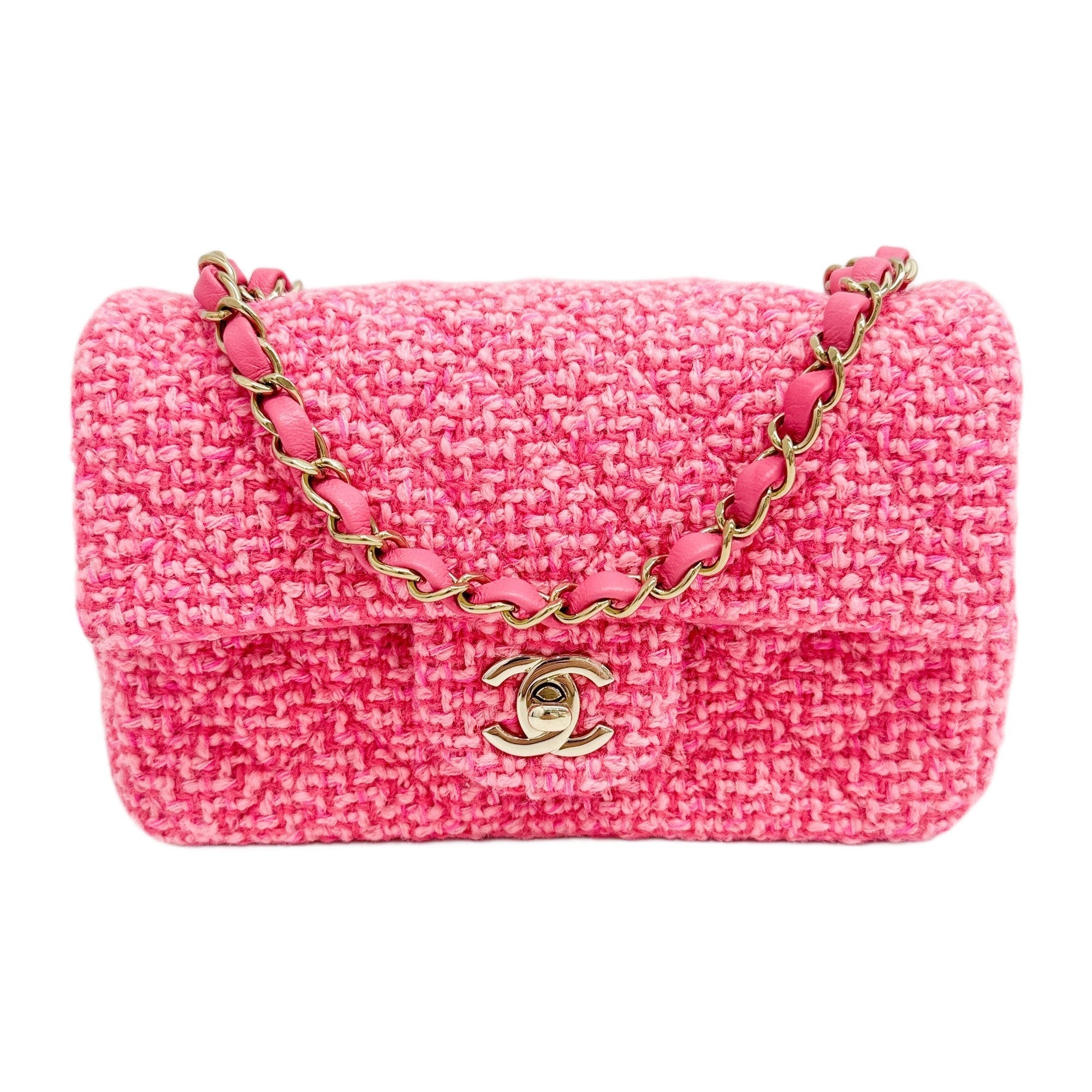 CHANEL Mini Classic Flap 2021-2026 Pink Tweed Shoulder Bag – HIVE