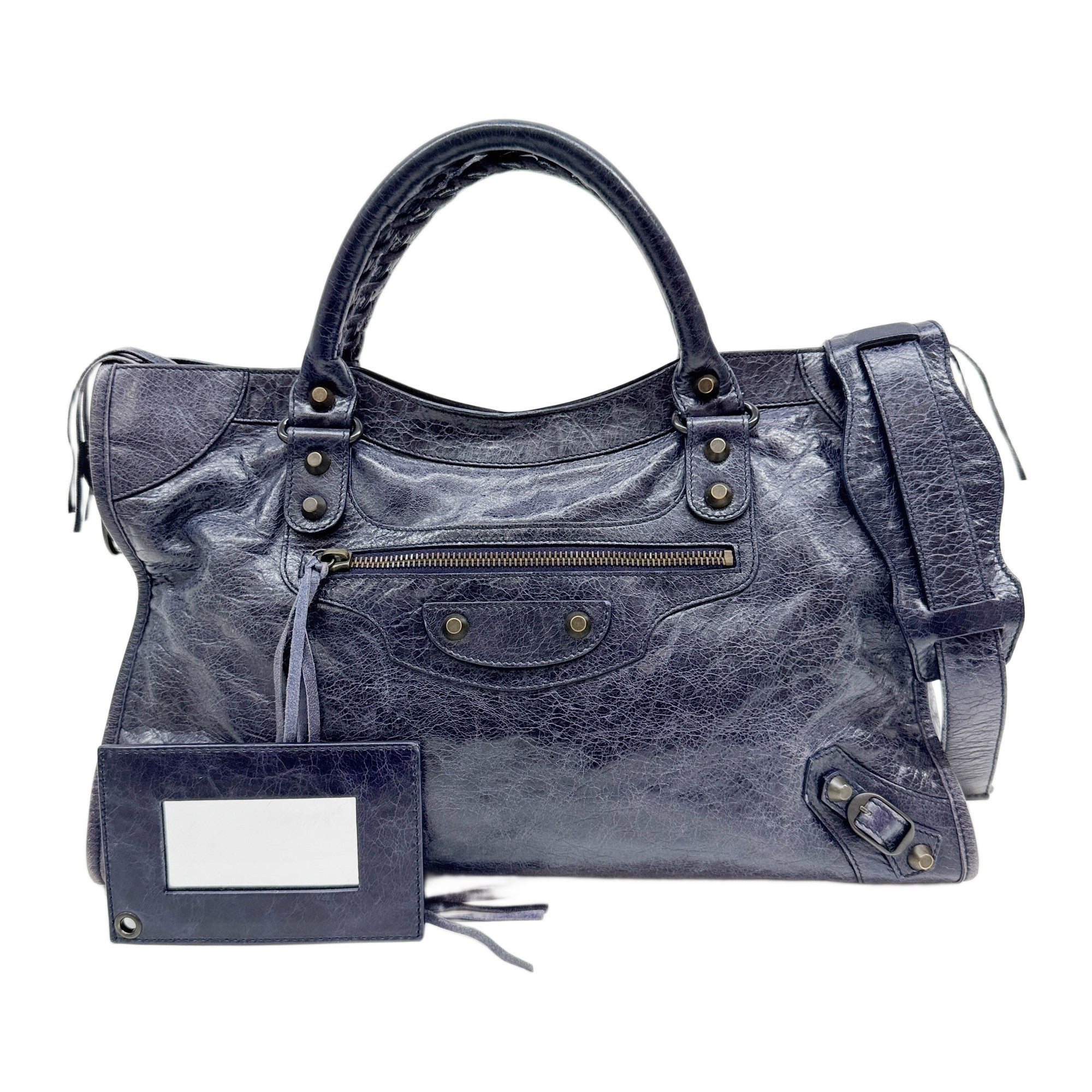 The City Ocean Blue Leather Two Way Bag