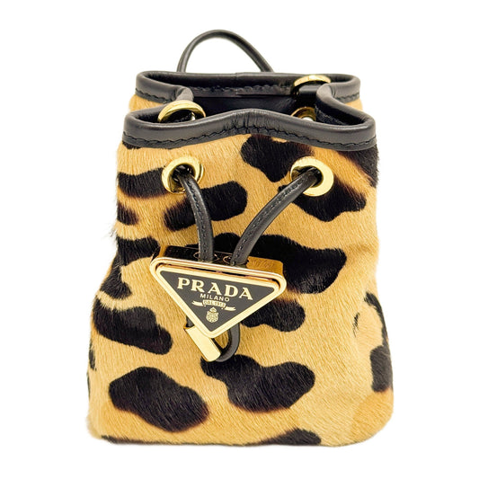 Mini Brown Cheetah Print Pony Hair with Chain Shoulder Bag