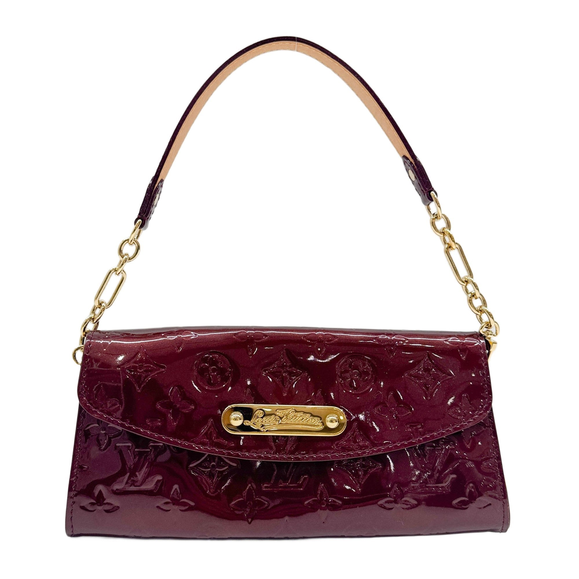Vernis Sunset Boulevard Wine Red Monogram Leather Shoulder Bag