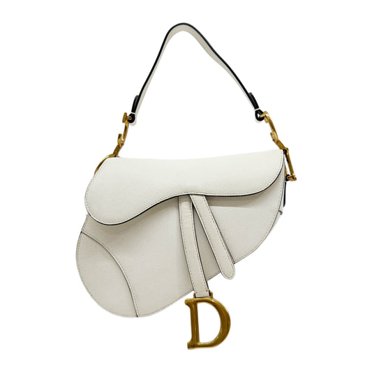 Saddle White Leather Shoulder Bag
