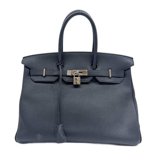 Birkin 35 Black Leather Handle Bag