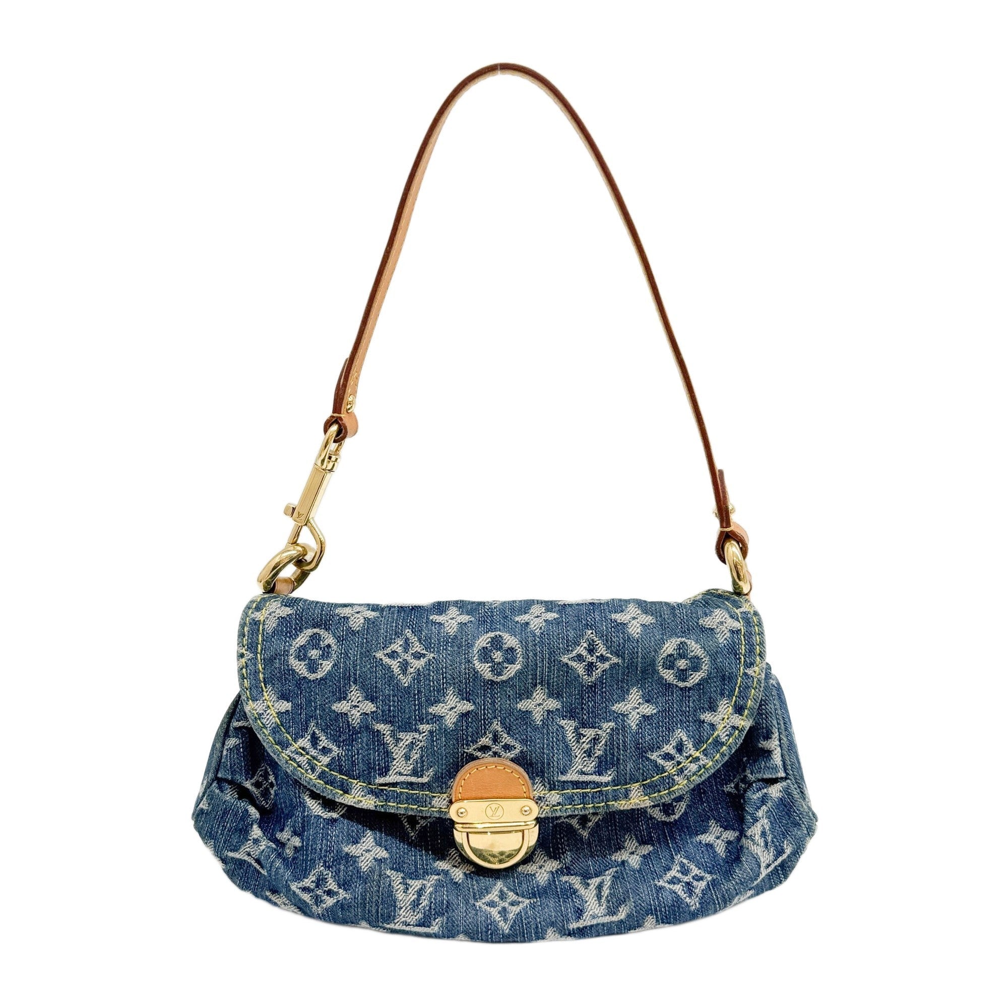 Pleaty Blue Denim Handle Bag