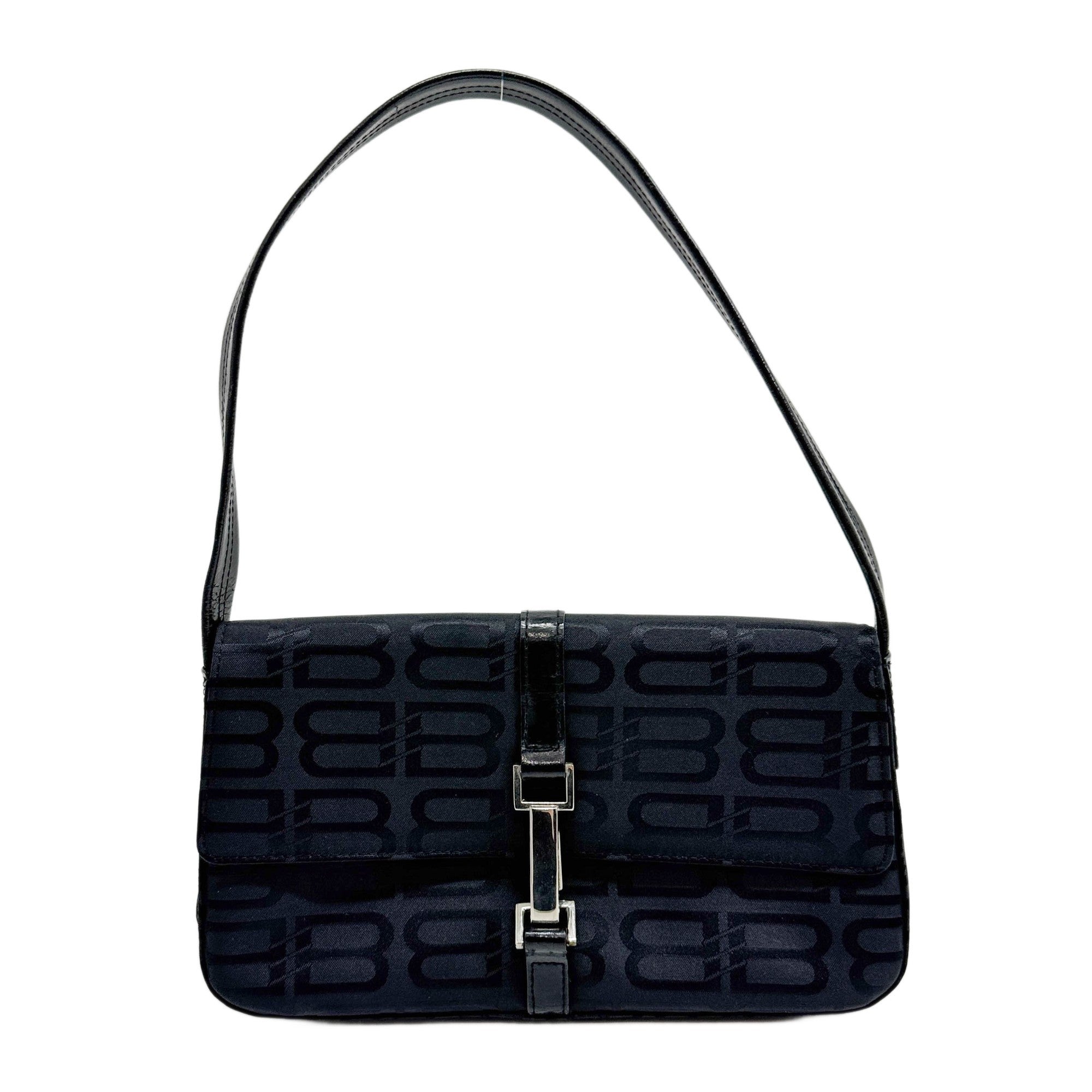 Black BB Monogram Canvas Shoulder Bag