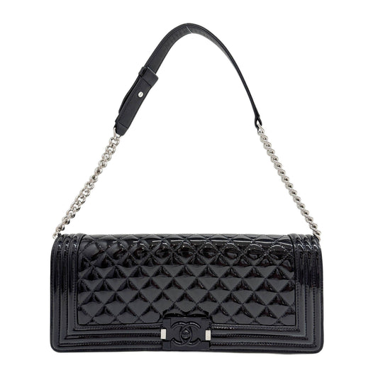 2014-2015 Boy Enamel Black Leather Shoulder Bag
