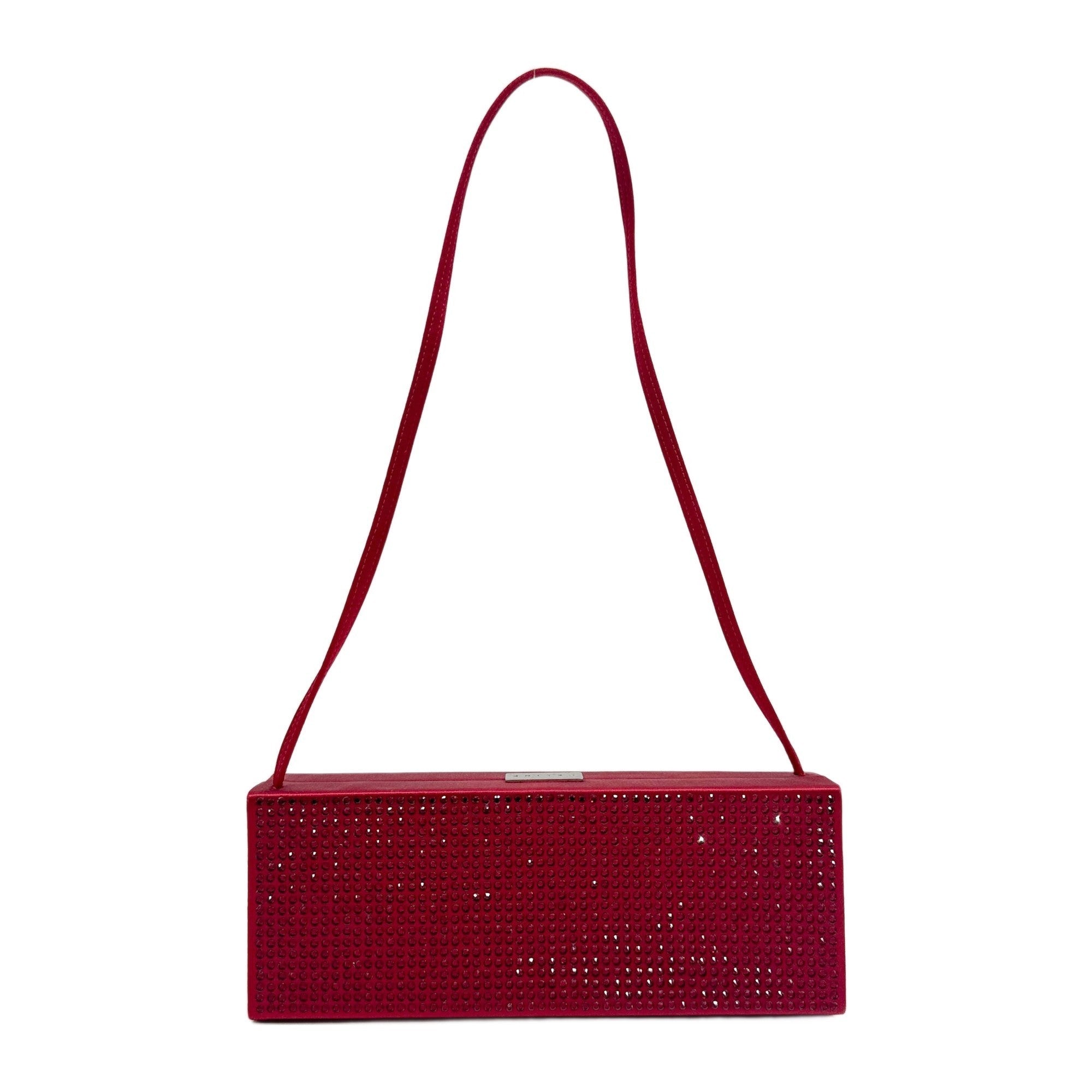 Bejewelled Red Satin Shoulder Bag
