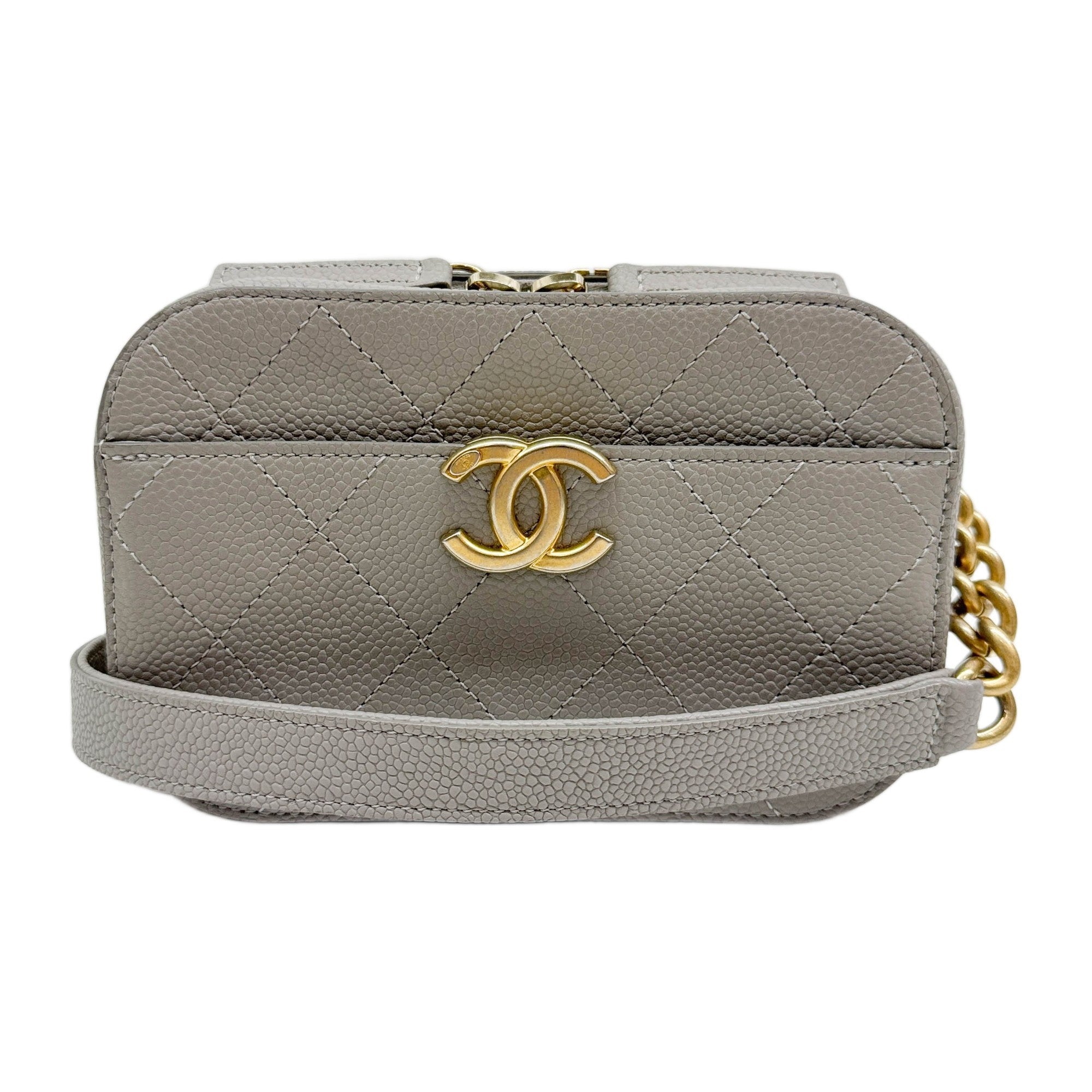 Matelasse Gray Leather Belt Bag