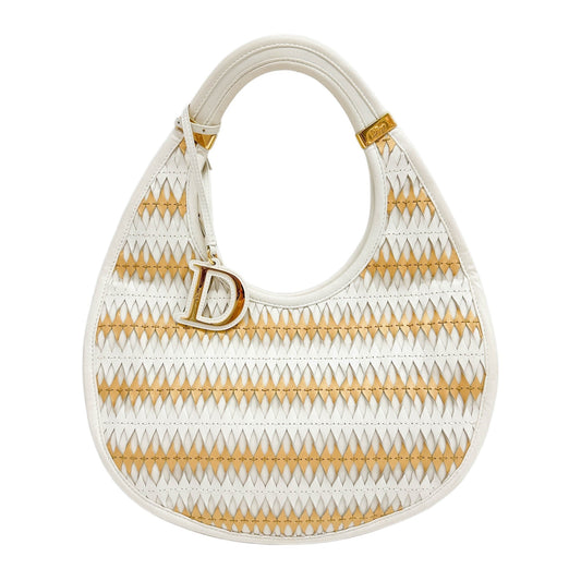 Diorita White & Gold Leather Shoulder Bag