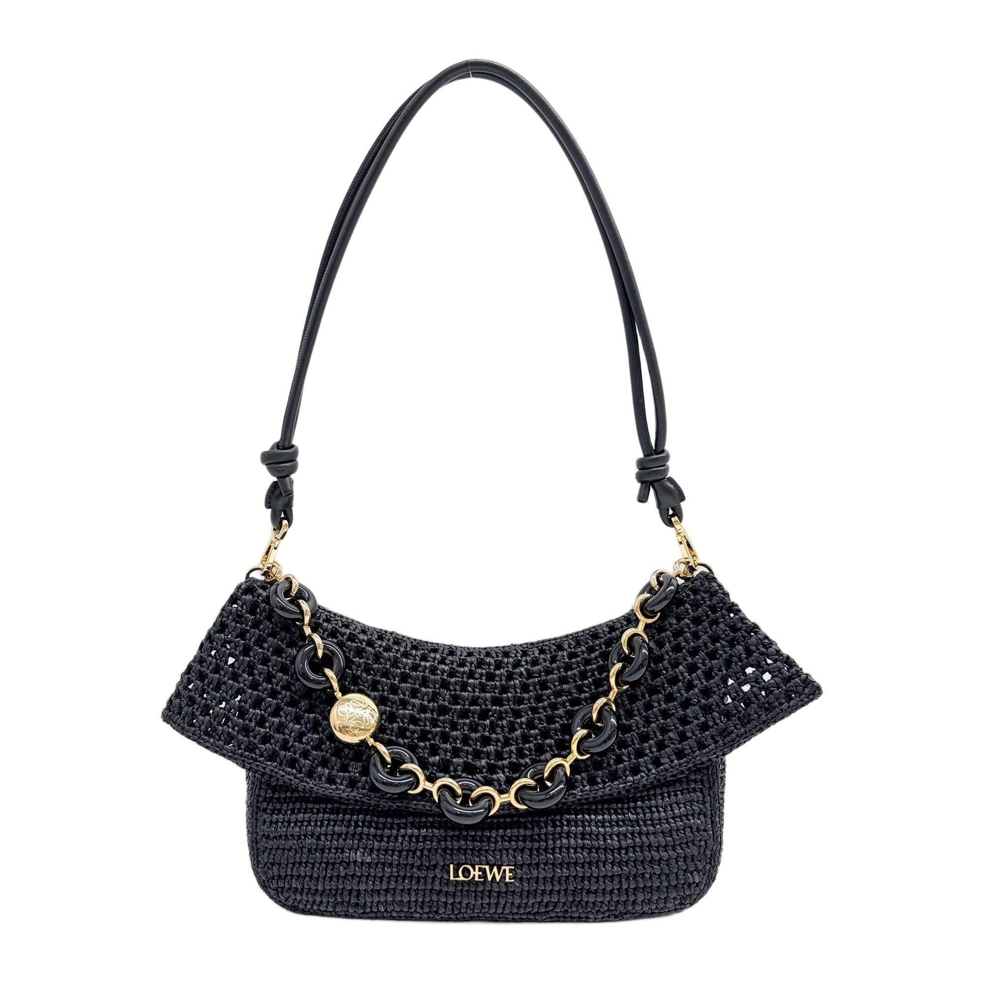 Ola Black Raffia Two Way Bag