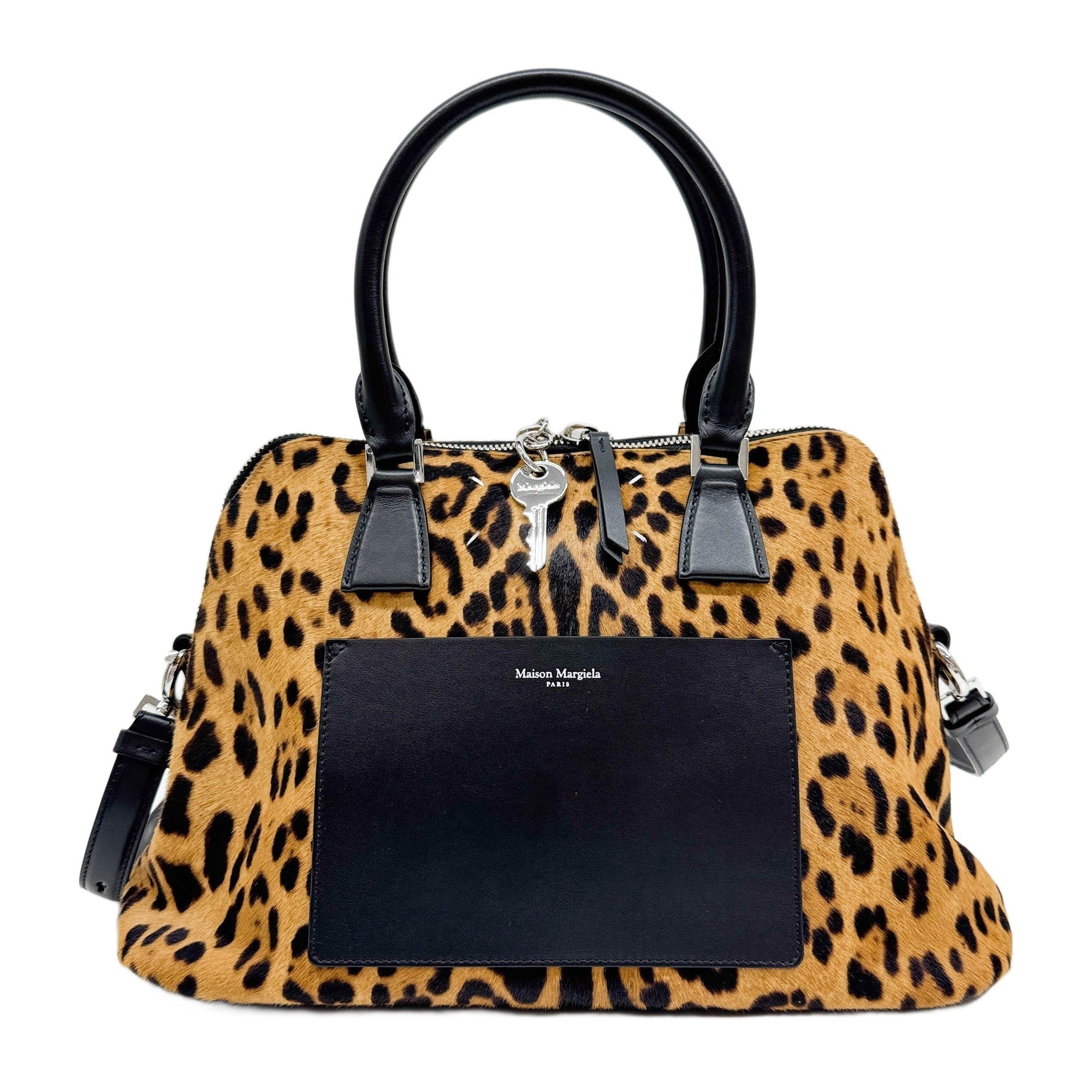 5AC Brown Cheetah Print Fur Two Way Bag