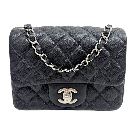 Mini Square Classic Flap 2016 Matelasse Black Leather Shoulder Bag
