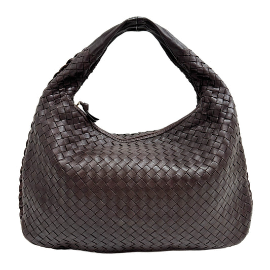 Intrecciato Brown Leather Hobo Shoulder Bag