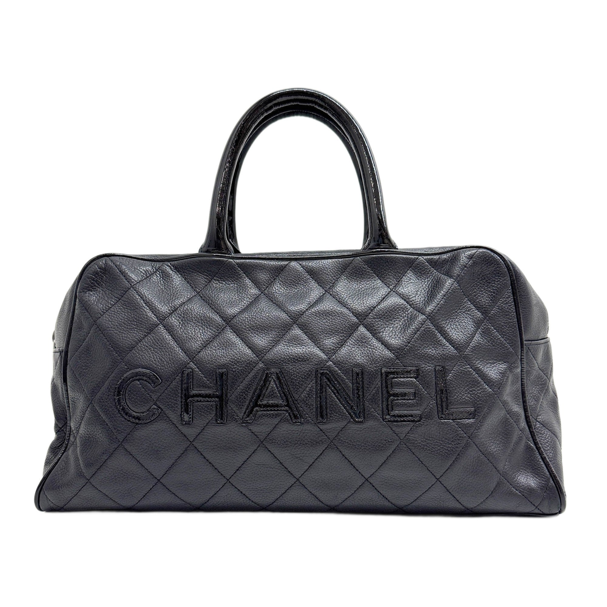 Bowling 2000-2002 Matelasse Black Caviar Leather Handle Bag