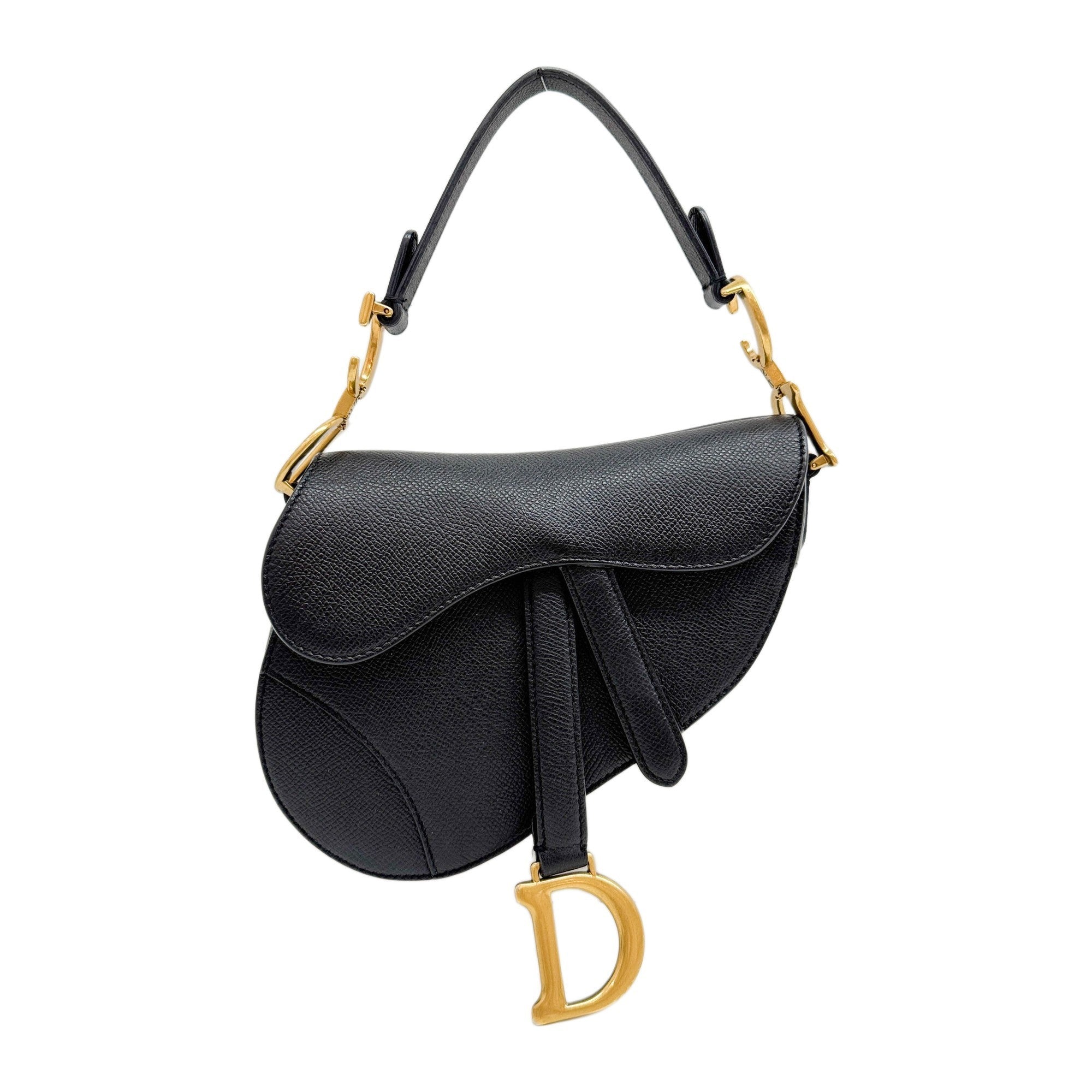 Mini Saddle Black Leather Shoulder Bag