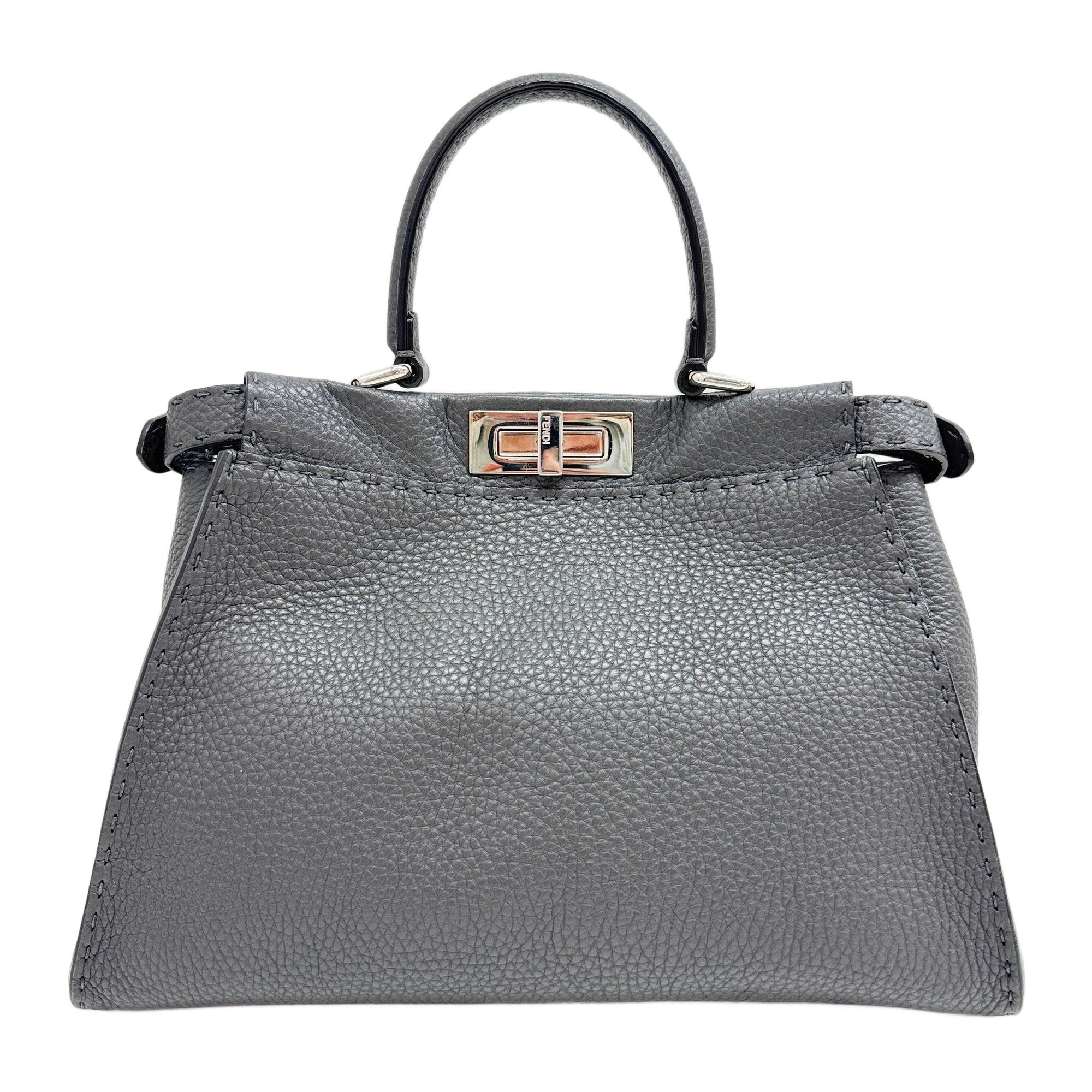 Peekaboo Selleria Asphalt Grey Leather Two Way Bag