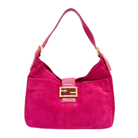 Pink Suede Shoulder Bag