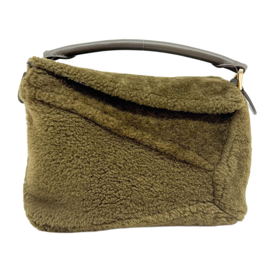 Puzzle Olive Green Wool Two Way Bag