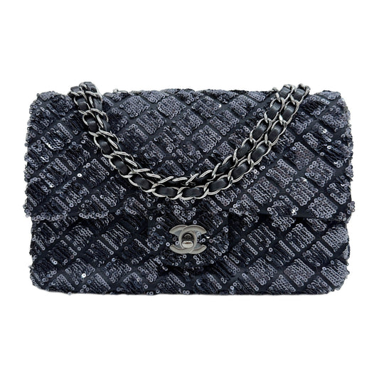 Classic Flap 2012-2013 Dark Navy Sequin Shoulder Bag