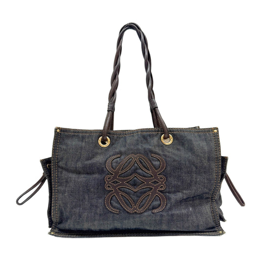 Anagram Shopper Blue Denim Shoulder Bag