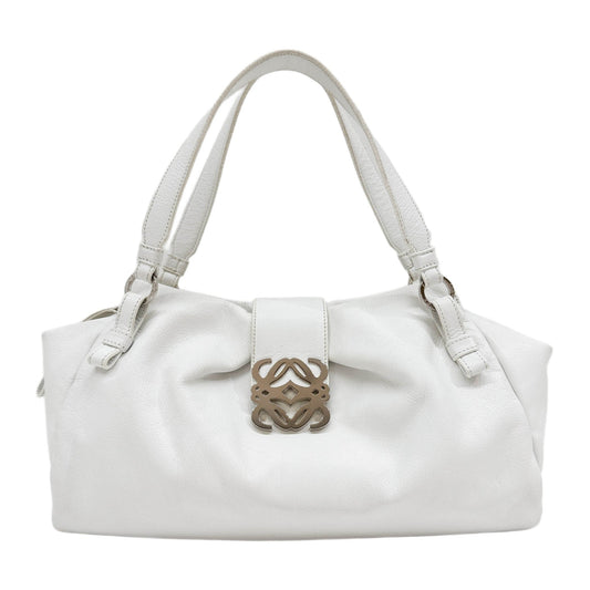 Anagram White Leather Shoulder Bag