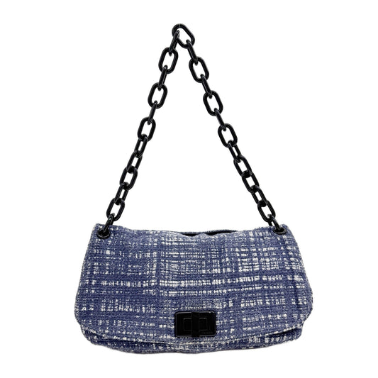 Blue Tweed Chain Shoulder Bag