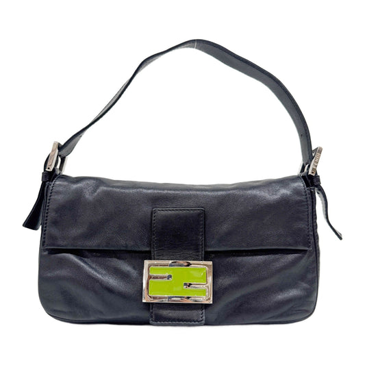 Baguette Black Leather Shoulder Bag