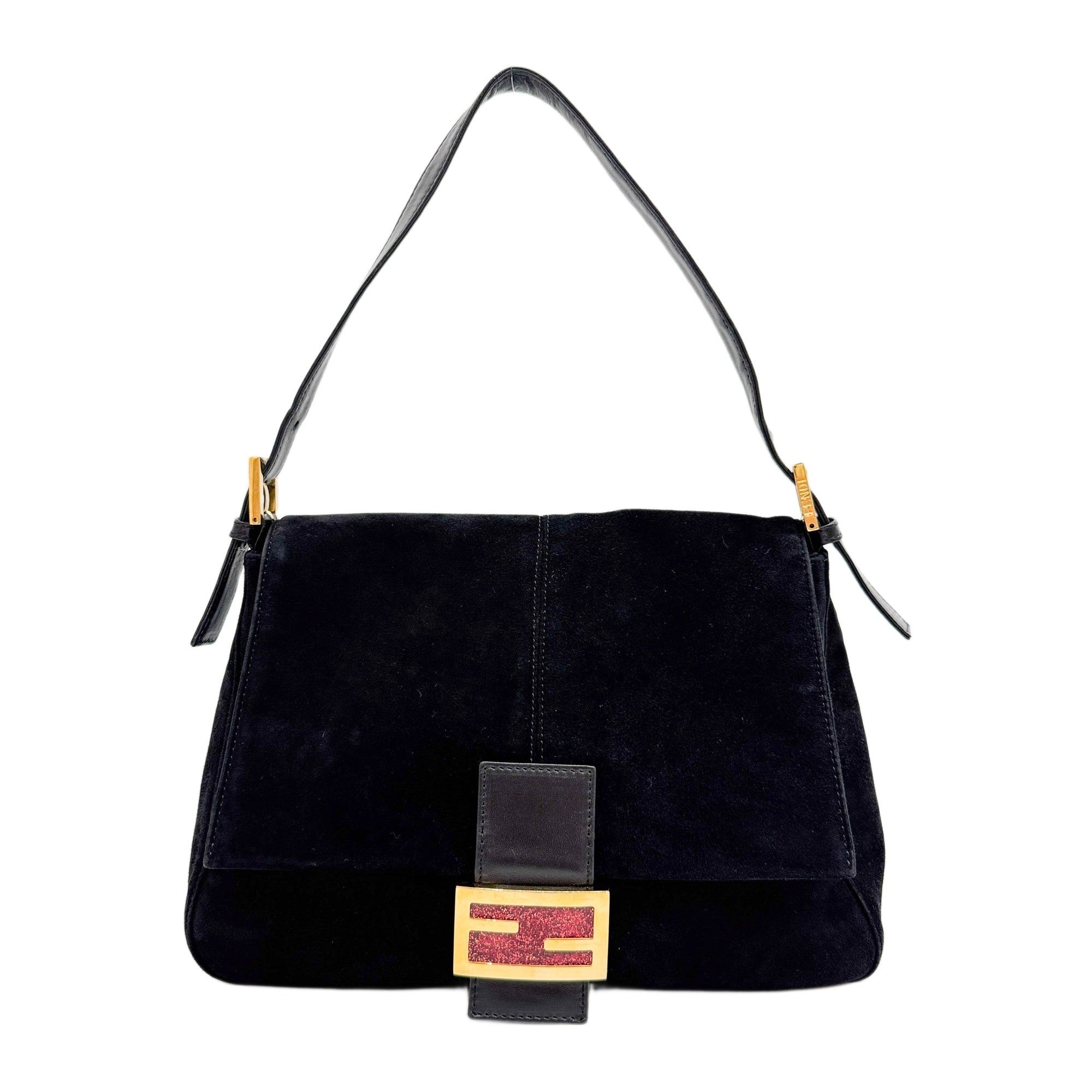 Mamma Baguette Black Suede Shoulder Bag