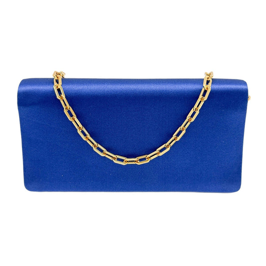 Blue Satin Chain Shoulder Bag