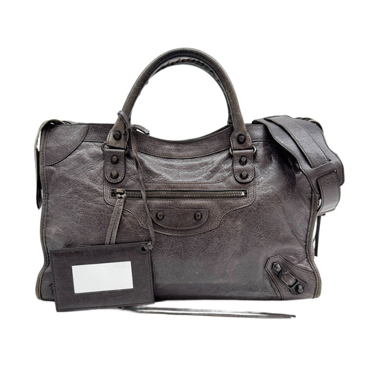 The City Grey Leather Two Way Bag