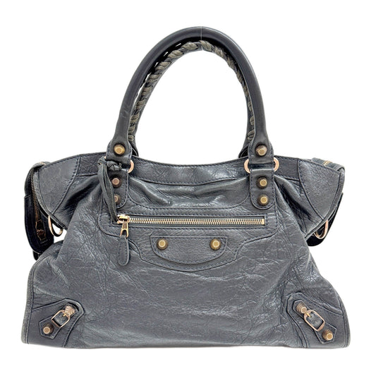The City Charcoal Grey Leather Two Way Bag