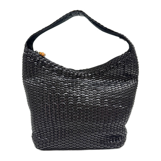 Black Woven Leather Shoulder Bag
